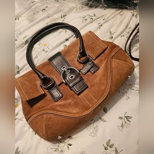 Vintage Coach Suede Bag And Wristlet set